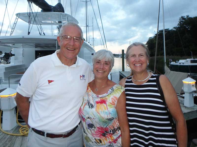 Peter Trogden (left), pictured here with his wife Cathie and Margaret Podlich at the 2018 Hospice Cup, will continue to support the company to ensure a smooth transition.