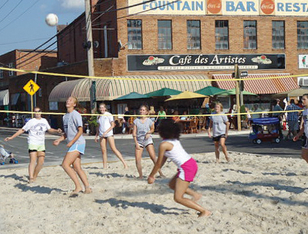 Beach volleyball on the Leonardtown Square. Photo courtesy Town of Leonardtown