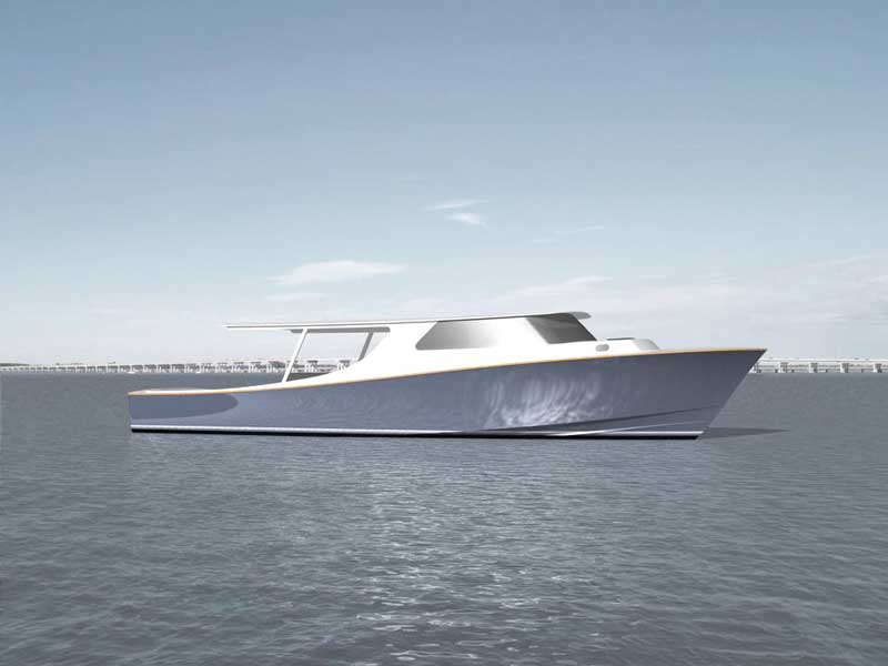 The first rendering of the profile of the Lou Codega-designed, custom CY55 being built by Composite Yacht in Trappe, MD.