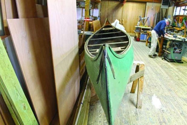 A 1938 vintage Kennebec canoe restored at Calvert Marine Museum at Solomons MD.