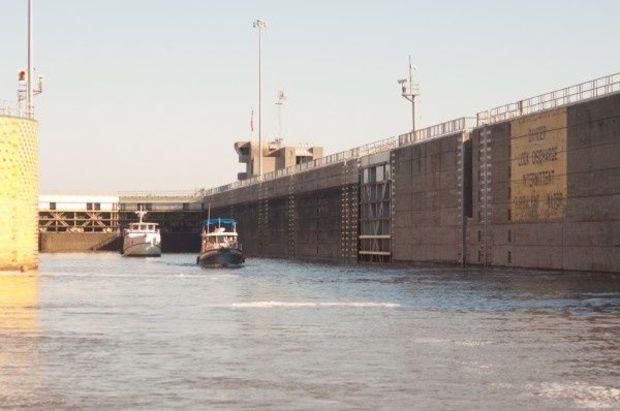 The large locks on the Ten-Tom Waterway take commercial and recreational traffic to Mobile, Alabama