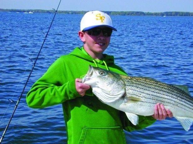 Jigging with Captain Mark Galasso, Frank Yetnick Jr.caught and released this spring-run rockfish at the confluence of Bloody Point and Eastern Bay. (Photo Courtesy Tuna the Tide Guide Service)