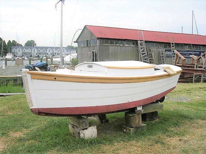 A push boat used by sailing oyster dredgers at Chesapeake Bay Maritime Museum in St Michaels, MD.