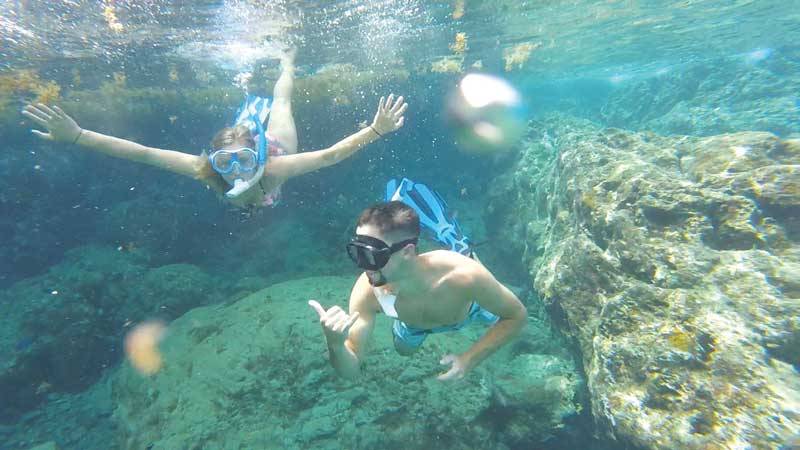 Snorkeling the underwater caves on Norman Island.