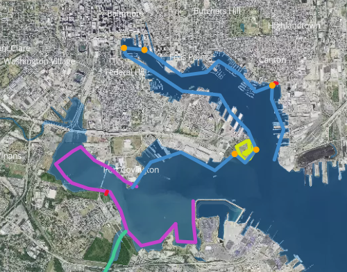 Aerial map of the virtual tour route. Courtesy Chesapeake Conservancy