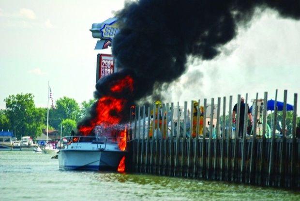 No one expects a fire onboard, but just in case... Are your fire extinguishers charged and properly mounted? Photo by John McDevitt