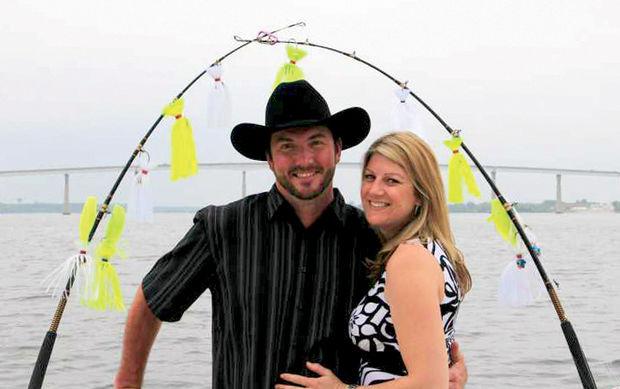Captain Lee Tippett and his wife Dana married&nbsp;aboard the Fin Finder II on the Patuxent River in Solomons, MD.