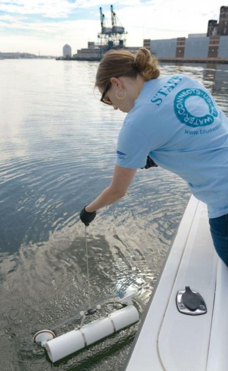 Water quality monitoring in Baltimore Harbor. Photo by Damon Meledones