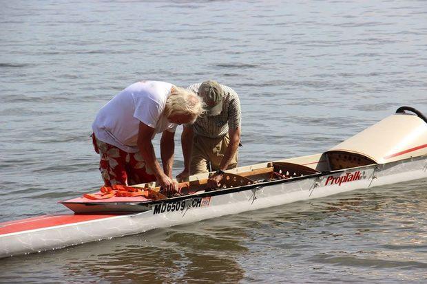 Charlie Iliff and Mike Serio readying the PropTalk boat.