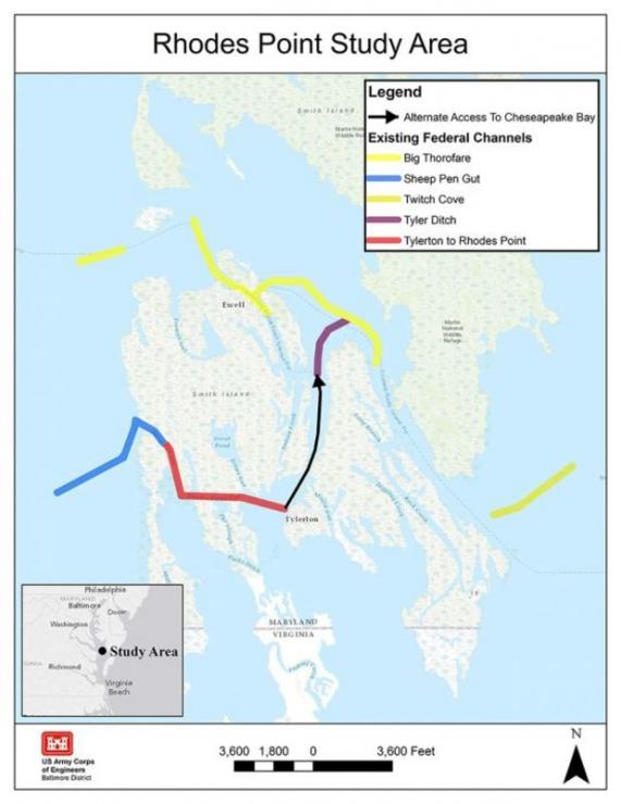 Rhodes Point Study Area. Image courtesy U.S. Army Corps of Engineers, Baltimore District
