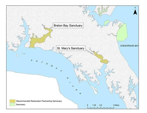 Breton Bay and the St. Mary's River would be the fourth and firth tributaries restored. Courtesy MD DNR