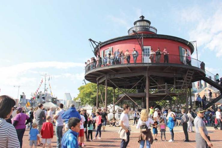 The Seven Foot Knoll Lighthouse, located at Pier 5 in the Inner Harbor, is available for self-guided tours on weekends.