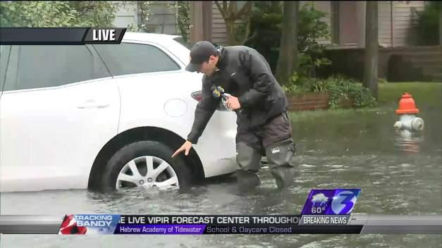 A car held up by high water in Portsmouth, VA A car held up by high water in Portsmouth, VA