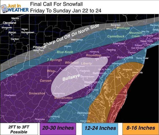 One prediction for final snowfall numbers, courtesy of justinweather.com